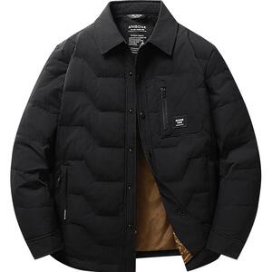 加肥加大码男士衬衫领羽绒服2024新款胖子中青年冬季扣子翻领外套