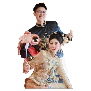 婚礼晨袍拍照道具接亲游戏创意新娘新年剪纸舞龙结婚装饰婚房纸龙