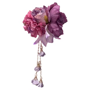 超仙紫色鸢尾花流苏发夹女2025新款氛围感侧边夹古风旗袍抓夹头饰