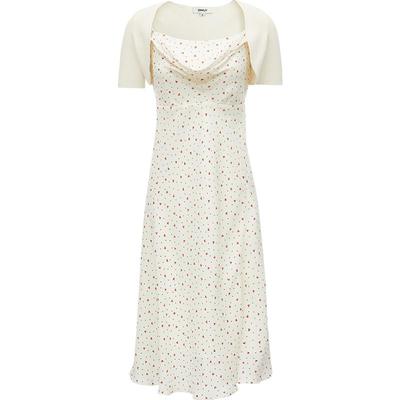 ONLY中长款荡领碎花连衣裙