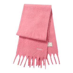 原创款~韩国树莓粉色羊毛围巾女秋冬韩系氛围感防寒保暖围脖披肩