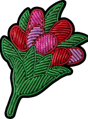 印度丝手工刺绣郁金香花朵胸针