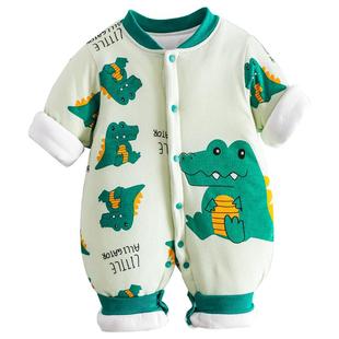 哇哇婴儿棉服秋冬衣服夹棉连体衣男女宝宝薄棉衣新生哈衣爬服冬季