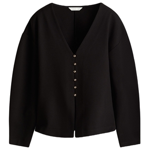 HM女装短外套春季设计感廓形外套V领收腰开衫1303363