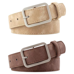 腰带皮带MUI无印新款简约百搭正方形扣头流行时尚学生带复古针扣