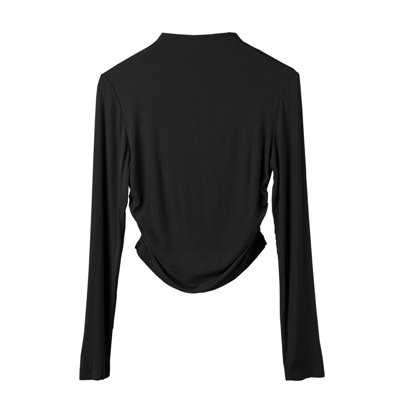 黑色针织半高领加绒打底衫女2025新款秋冬内搭紧身小个子短款上衣