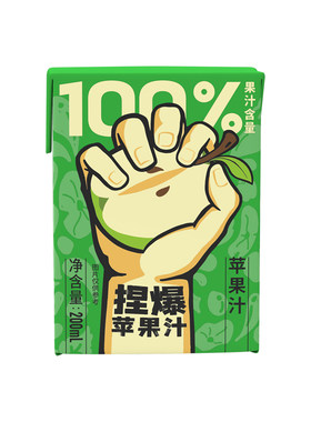 哪吒捏爆苹果汁饮料100%纯果汁青提葡萄汁橙汁便携盒装0脂肪火锅
