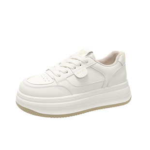 爆款小白鞋女鞋子2025新款秋冬厚底板鞋百搭防滑加绒增高休闲棉鞋