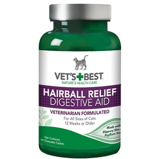 8折 美国绿十字Vet's Best猫用天然去毛球片化毛片猫草片60片