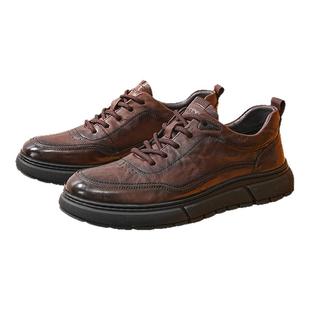 星期六真皮男鞋2025新款秋季商务休闲皮鞋男士厚底增高运动鞋男款