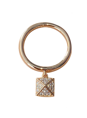 经典百搭款几何方块吊坠戒指