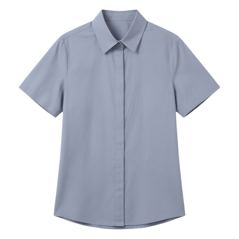 宿·色短袖衬衫女棉质夏季新款考公教资面试衬衣正式工作服上衣