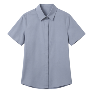 宿·色短袖衬衫女棉质夏季新款考公教资面试衬衣正式工作服上衣