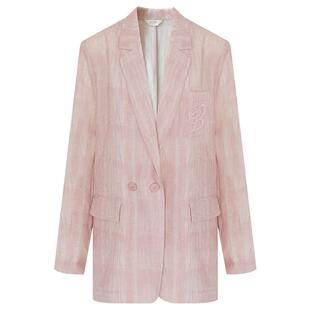 COCOBELLA立体刺绣休闲西装女26春新款粉色遮阳通勤薄外套SI3103