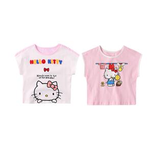 HelloKitty凯蒂猫童装女童棉圆领短袖T恤上衣春夏可爱