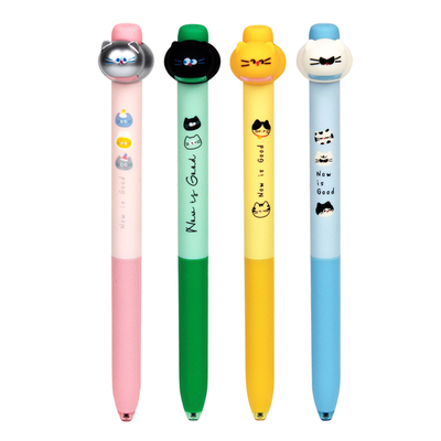 晨光摇尾喵卡通动物按动全针管668加强型中性笔黑0.5mm可爱K8601