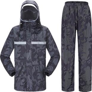 迷彩雨衣雨裤套装防暴雨披分体骑行男女双层大码全身防水户外单人