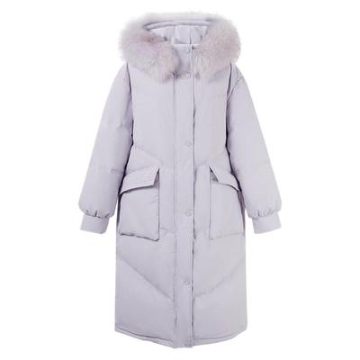 连帽中长款大毛领秋水伊人