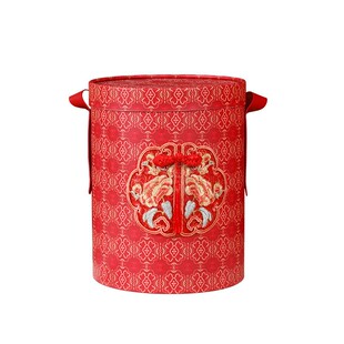 中国风创意年货礼品盒红新年伴手礼盒皮质手提圆桶年会大礼包马年