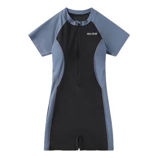 泳衣女初中生中考专用带胸垫连身12-15岁青少年14-16学生保守连体