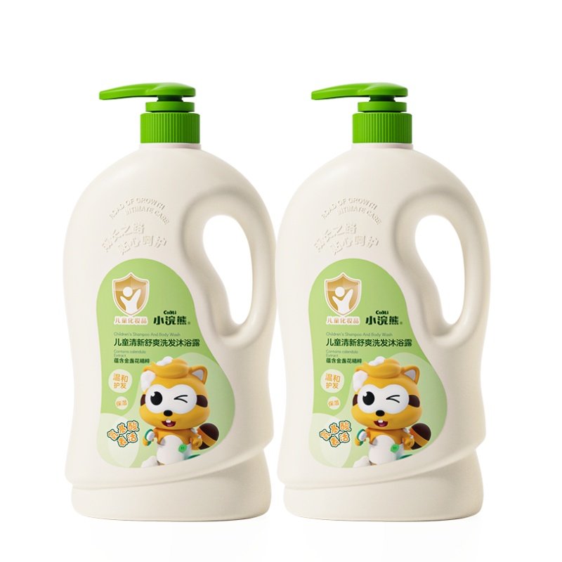 小浣熊洗发沐浴露护发婴童宝宝婴幼儿滋润洗澡温和配方家庭装1.1L