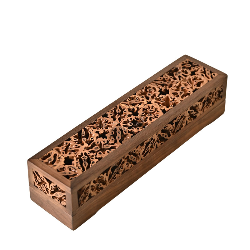 陶迷核桃长方卧香盒纯手工实木炉