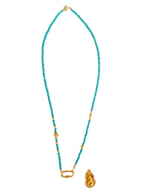 绿松石项链女葫芦吊坠万能扣可拆卸锁骨链新中式毛衣链生日礼物