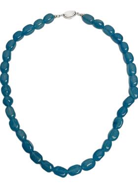 天青石靛｜复古清冷蓝玉髓串珠项链女新中式小众天然石圆珠锁骨链