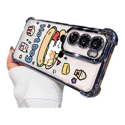 汉堡小狗气囊防摔OPPOFINDX8手机壳RENO12pro套r17软套电镀a97 95 96 93 72a55A58 5g reno10p+硅胶全包a11