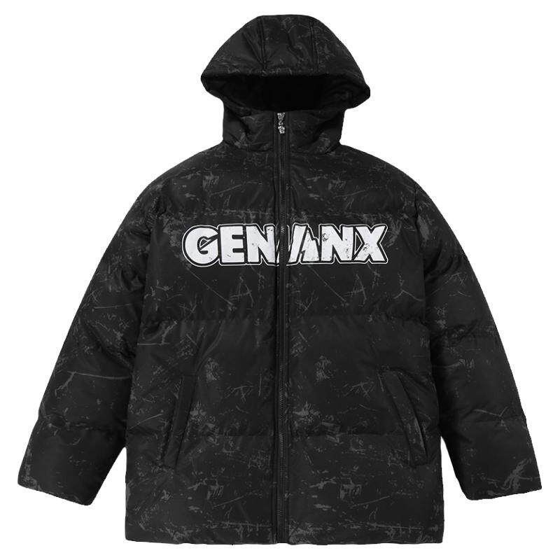GENANX加厚大理石纹印花羽绒服