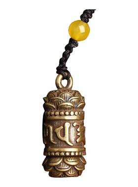 寅亥堂黄铜六字真言莲花吊坠背包汽车钥匙挂件吉祥物手机链可打开