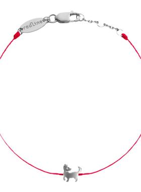 Redline/红绳女士0.003克拉单钻白金可爱小狗细绳手链