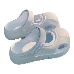 细细条 海边度假沙滩凉鞋懒人一脚蹬包头半拖鞋夏季玛丽珍拖鞋女