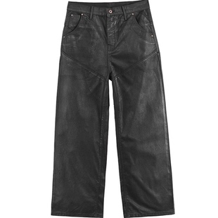 FSG 手工刷蜡宽松廓形黑色帆布裤