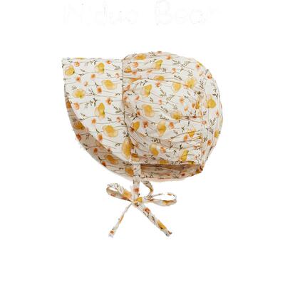 尼多熊纯棉婴儿防晒帽宽檐碎花帽