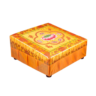 实木拜垫跪垫家用实木蒲团拜垫加厚拜凳莲花缎面打坐禅修磕头垫子