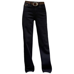 2025冬新款Jeans阿凡牛A3781加厚绒保暖宽松显瘦女牛仔直筒阔腿裤