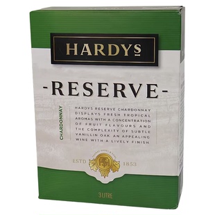 HARDYS夏迪葡萄酒珍藏西拉干红+霞多丽干白3L袋装澳洲原装2盒装