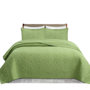 美式双面纯棉绣花绗缝被三件套欧式轻奢高级床盖柔软四季通用床单