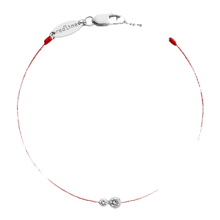 Redline/红绳男士Infinite0.15克拉圆形钻石白金绳制手链幸运手绳