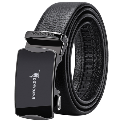 袋鼠男士加长适合大肚子头层牛皮