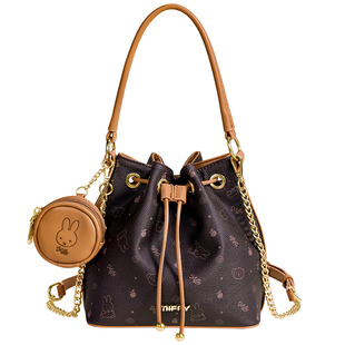 米菲印花水桶包女2025年新款高级感日常通勤链条单肩斜挎包手提包