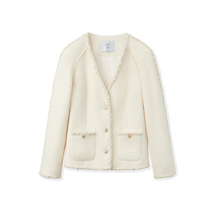 SUK 雅致诗篇!V领落肩袖宽松廓形显瘦时尚名媛风小香风短外套女