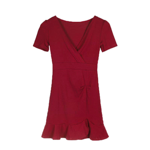 夜店女装v领低胸性感连衣裙短款夏收腰修身显瘦漏胸包臀裙鱼尾裙