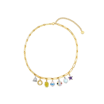 XTASTE TysGrocery 综合宝石鬼脸七连信仰项链原创设计珐琅时尚款