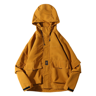 理想岛春季户外日系机能冲锋衣西藏宽松连帽工装夹克bf中性外套女