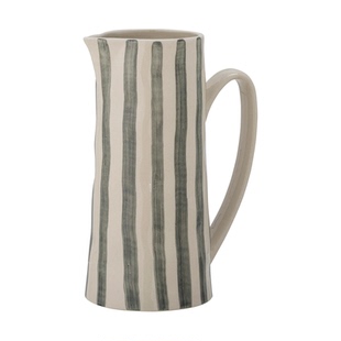 代购瑞典直邮Bloomingville条纹石器冷水壶花瓶心形把手多用途