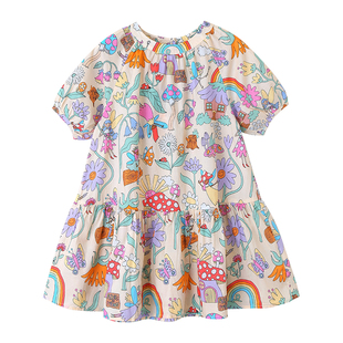 女童连衣裙2026新款夏季儿童纯棉短袖裙子中大童碎花长裙公主裙