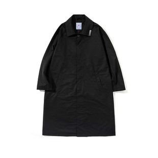 FEAROM美式复古巴尔玛肯风衣翻领中长款黑色大衣外套男春