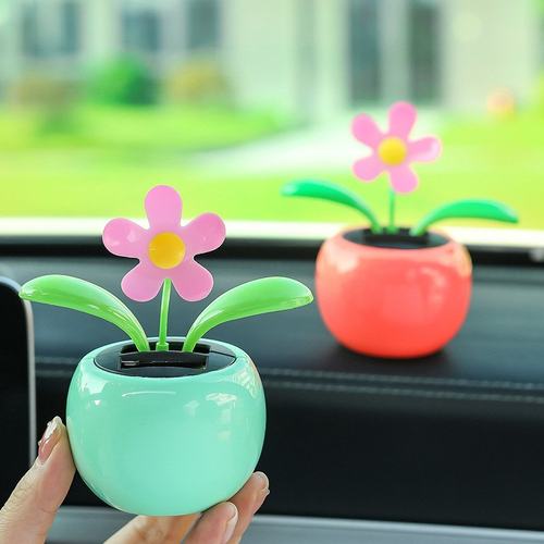 新品 创意太阳花自动摇摆太阳能摇头花朵汽车摆件车载中控台装饰